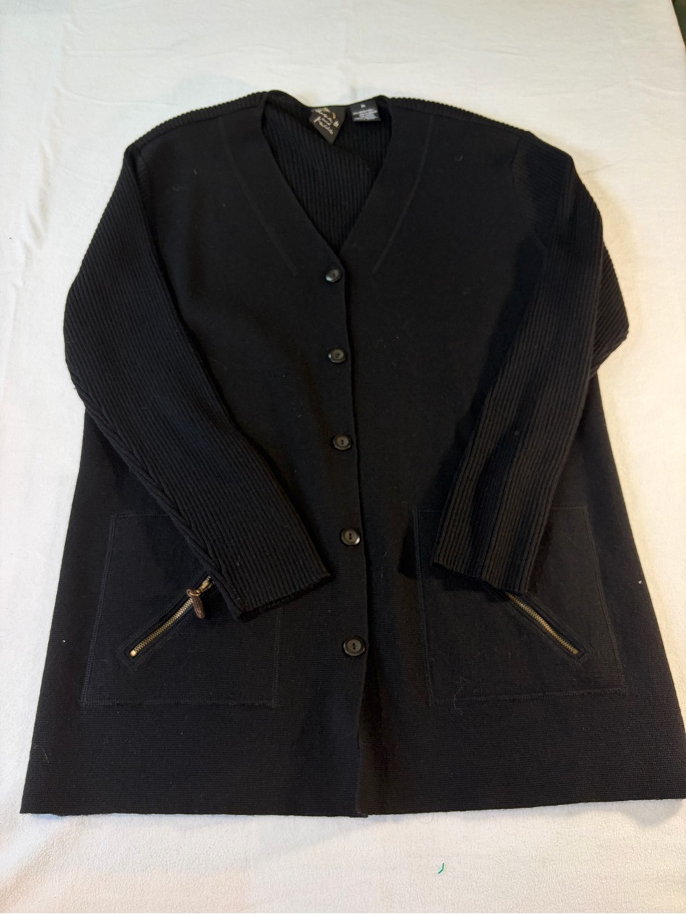 Black‎ V-Neck Button Front Women's Sweater Cardigan